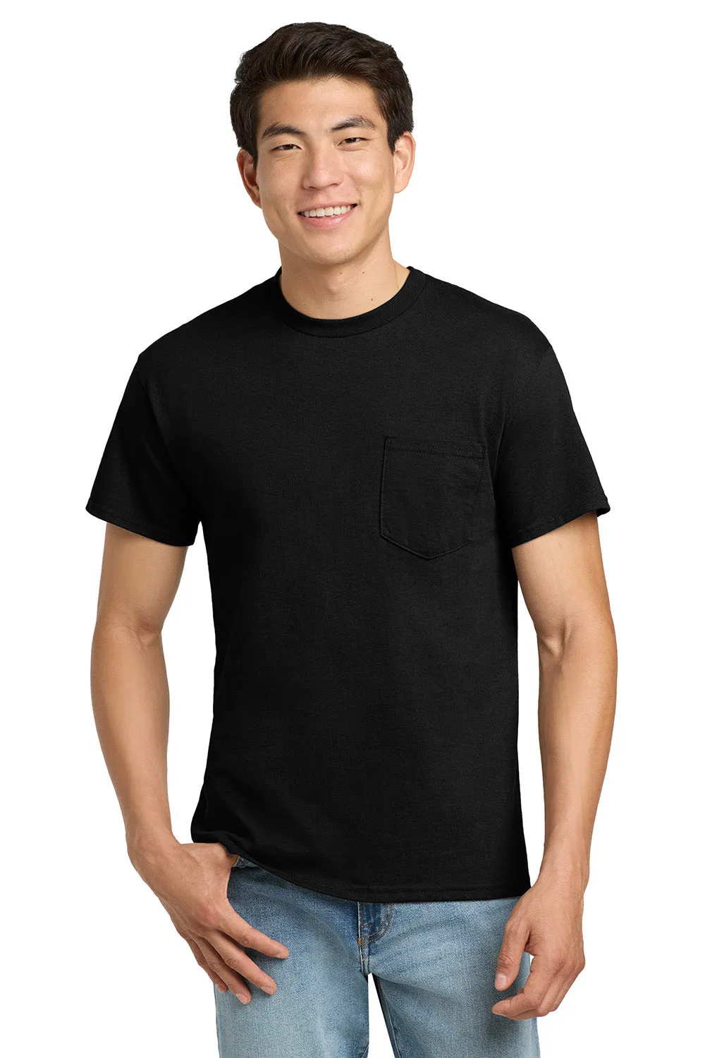 Gildan Mens Ultra Short Sleeve Crewneck T-Shirt w/ Pocket - Black