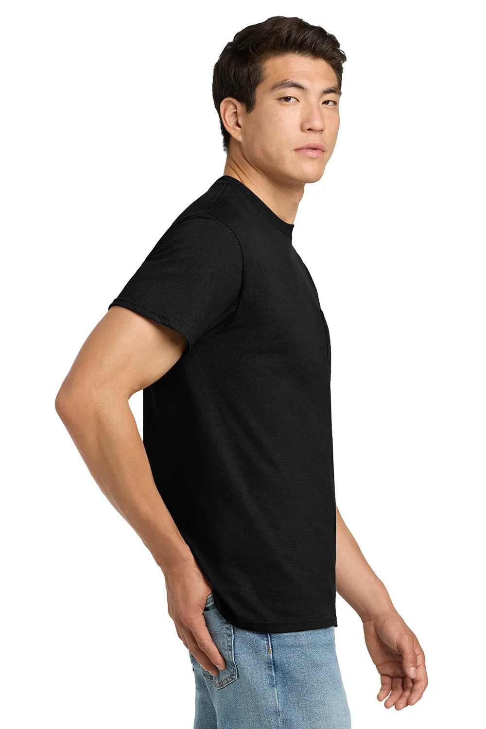 Gildan Mens Ultra Short Sleeve Crewneck T-Shirt w/ Pocket - Black