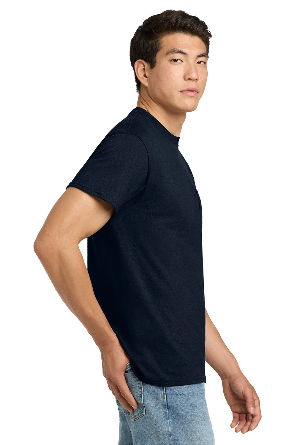 Gildan Mens Ultra Short Sleeve Crewneck T-Shirt w/ Pocket - Navy Blue