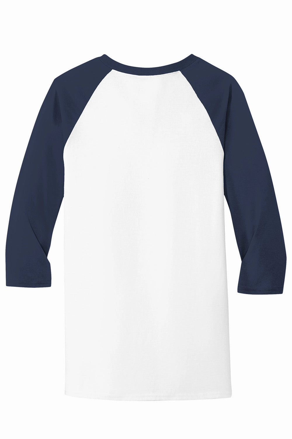 Gildan Mens 3/4 Sleeve Crewneck T-Shirt - White/Navy Blue