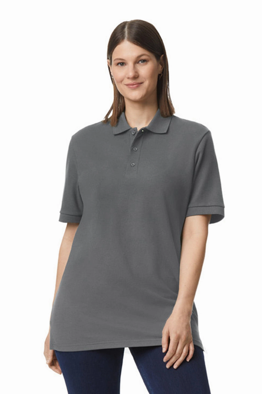 Gildan Mens Double Pique Short Sleeve Polo Shirt - Charcoal Grey