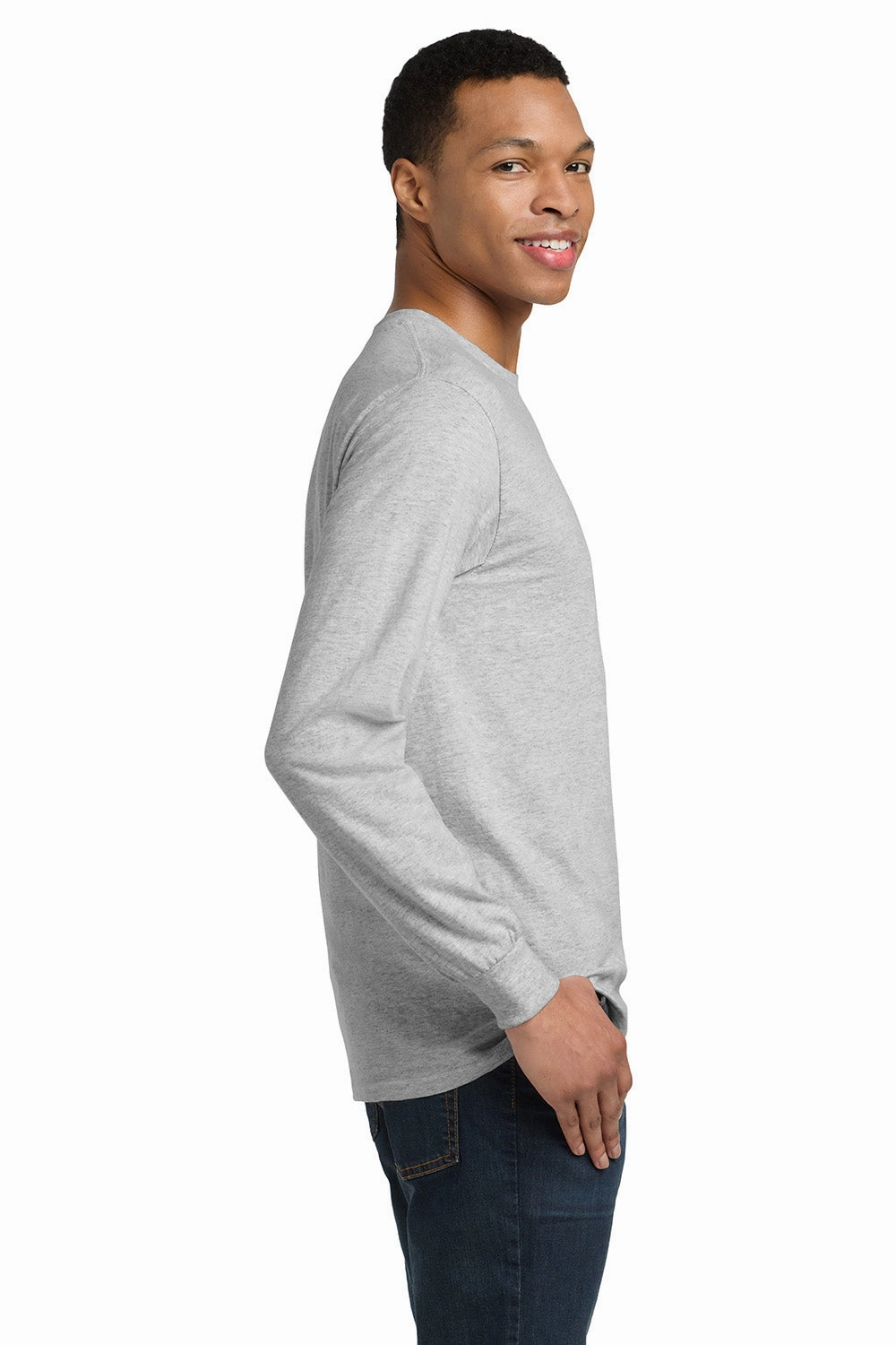 Gildan Mens DryBlend Moisture Wicking Long Sleeve Crewneck T-Shirt - Ash Grey