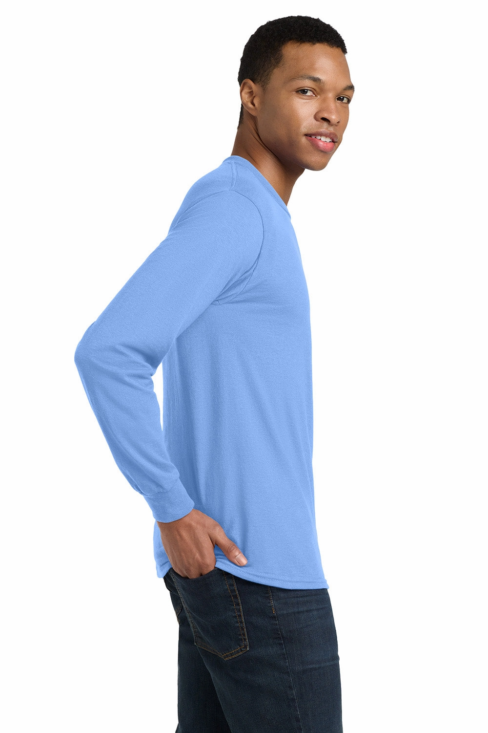 Gildan Mens DryBlend Moisture Wicking Long Sleeve Crewneck T-Shirt - Carolina Blue