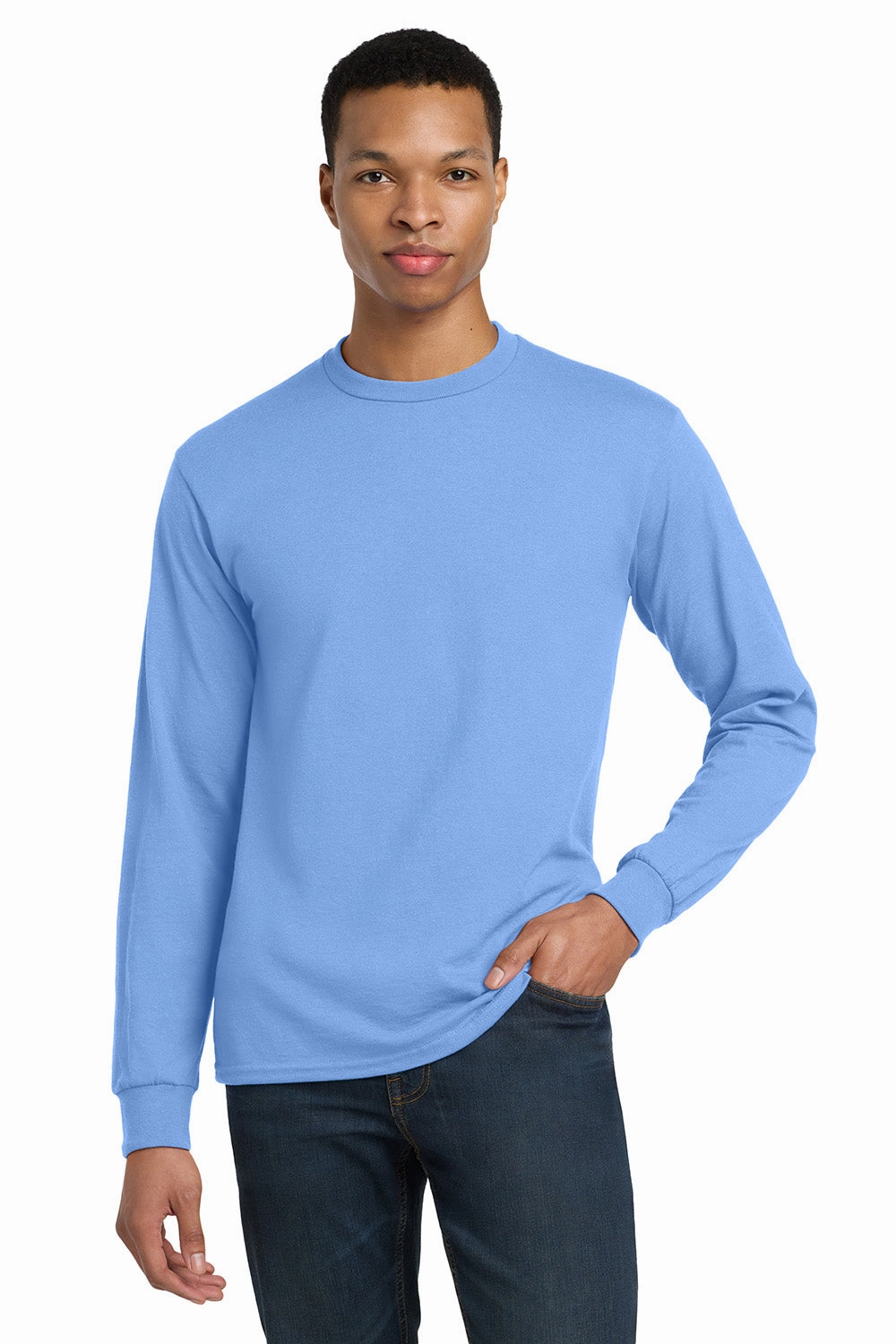 Gildan Mens DryBlend Moisture Wicking Long Sleeve Crewneck T-Shirt - Carolina Blue