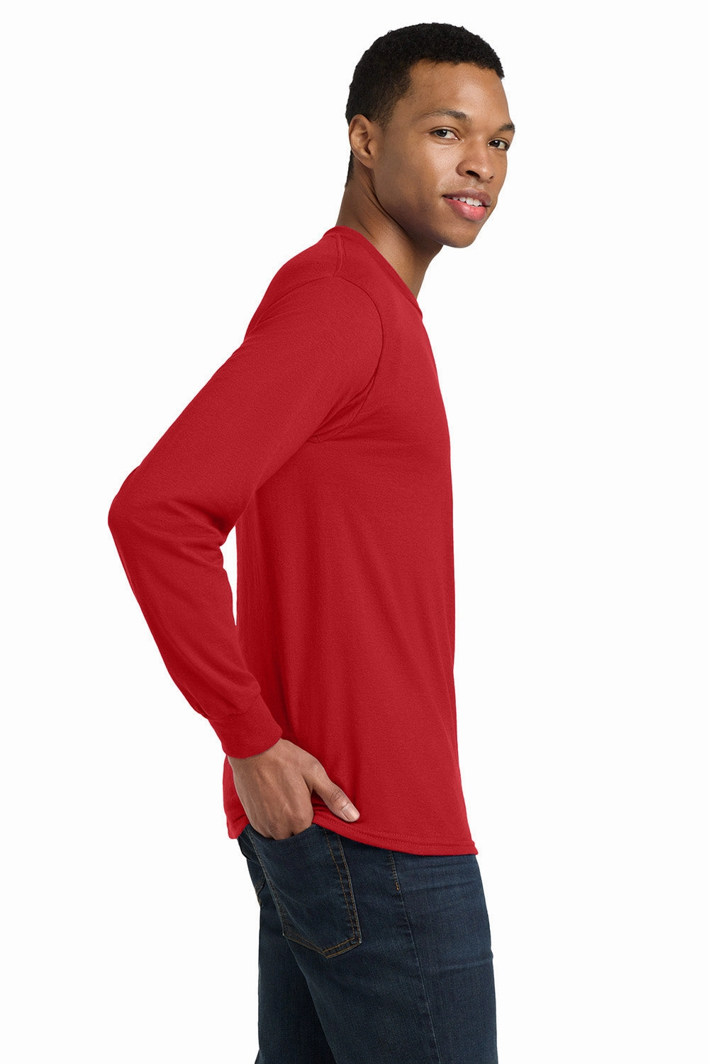 Gildan Mens DryBlend Moisture Wicking Long Sleeve Crewneck T-Shirt - Red