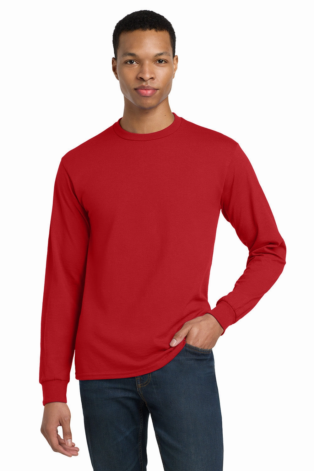 Gildan Mens DryBlend Moisture Wicking Long Sleeve Crewneck T-Shirt - Red