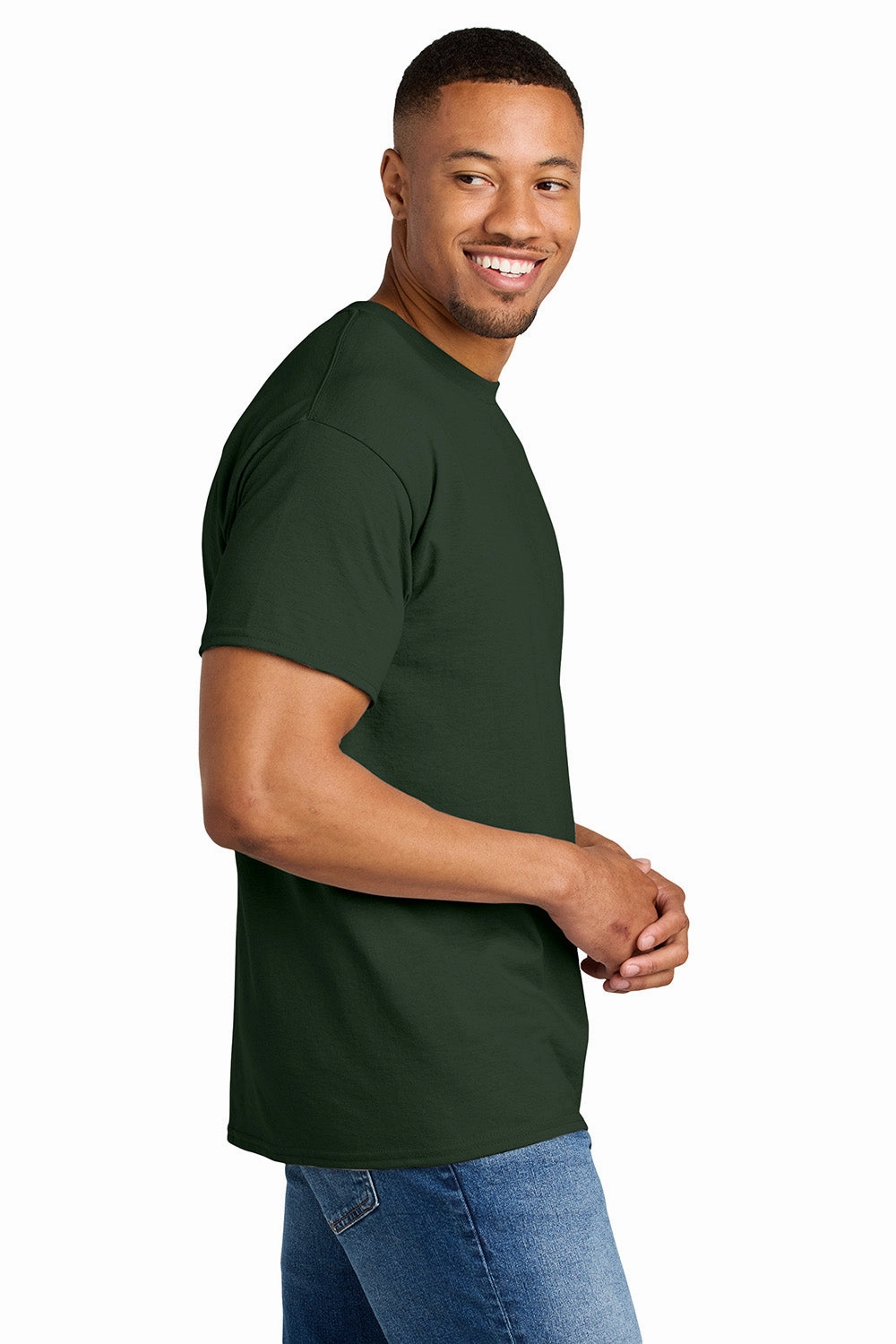 Gildan Mens DryBlend Moisture Wicking Short Sleeve Crewneck T-Shirt - Forest Green