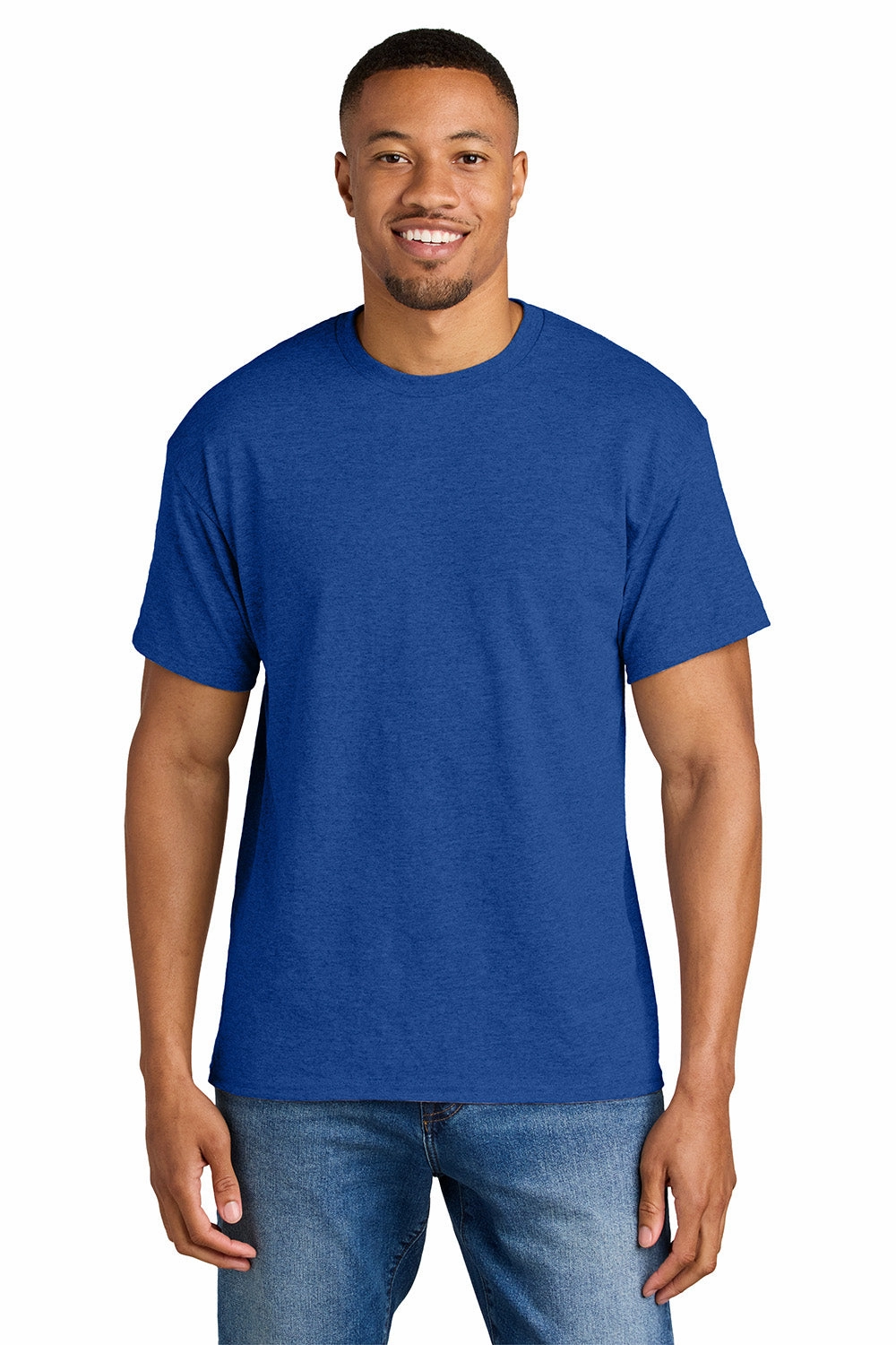 Gildan Mens DryBlend Moisture Wicking Short Sleeve Crewneck T-Shirt - Heather Royal Blue