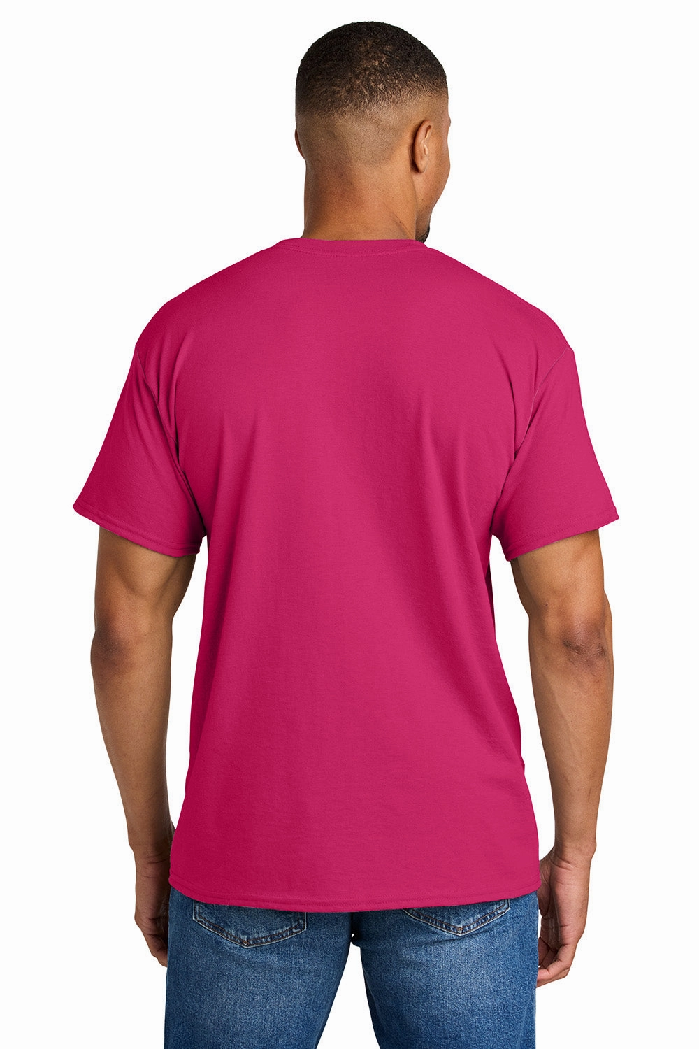 Gildan Mens DryBlend Moisture Wicking Short Sleeve Crewneck T-Shirt - Heliconia Pink
