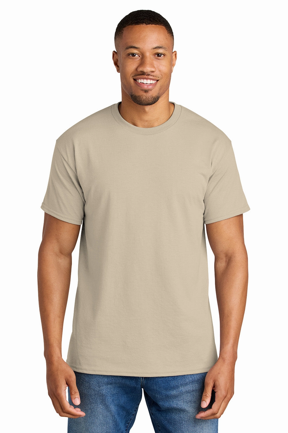 Gildan Mens DryBlend Moisture Wicking Short Sleeve Crewneck T-Shirt - Sand