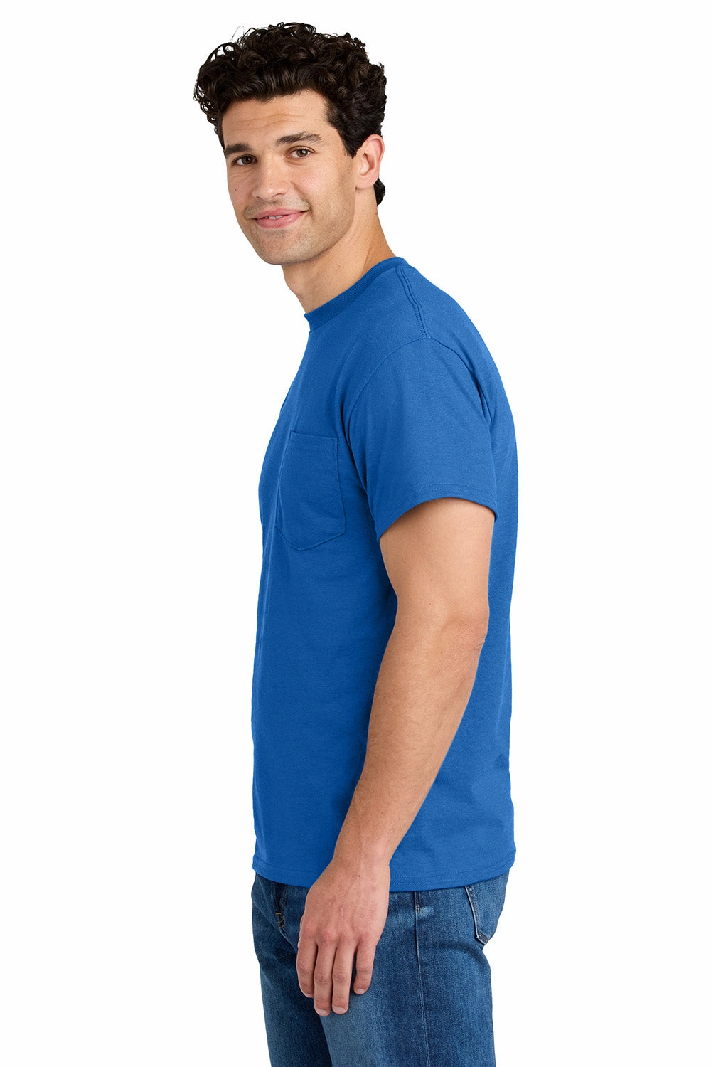 Gildan Mens DryBlend Moisture Wicking Short Sleeve Crewneck T-Shirt w/ Pocket - Royal Blue