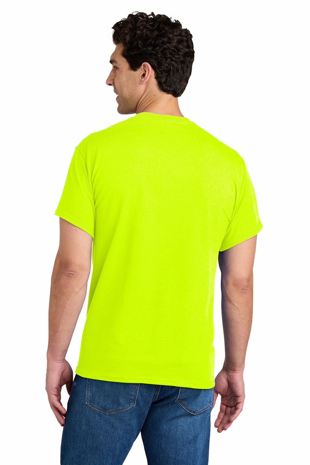 Gildan Mens DryBlend Moisture Wicking Short Sleeve Crewneck T-Shirt w/ Pocket - Safety Green