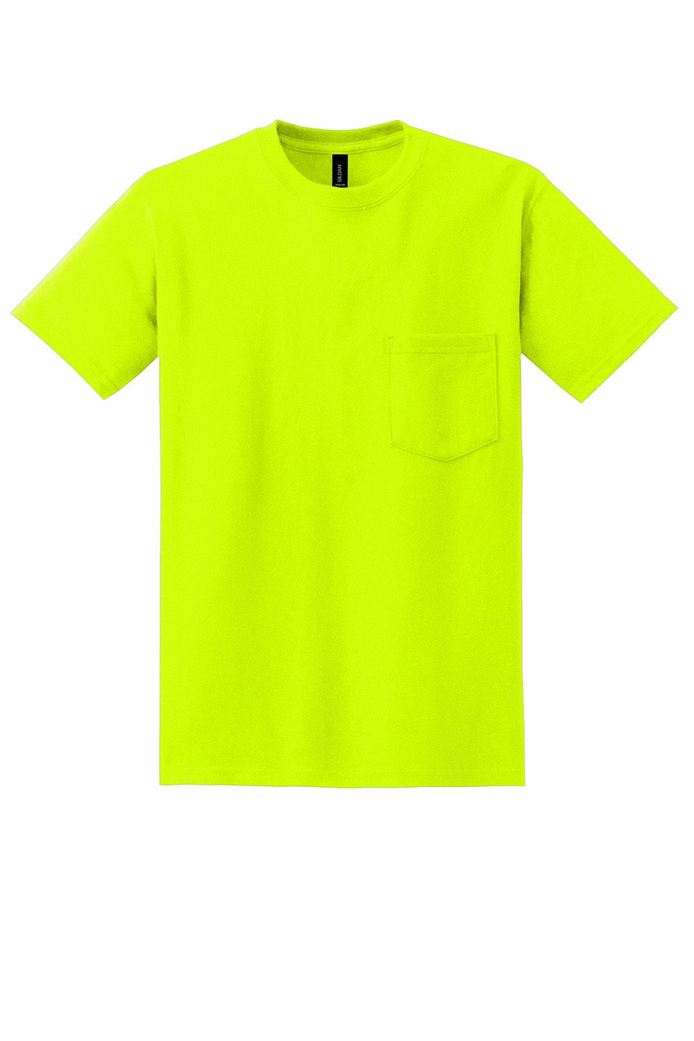 Gildan Mens DryBlend Moisture Wicking Short Sleeve Crewneck T-Shirt w/ Pocket - Safety Green