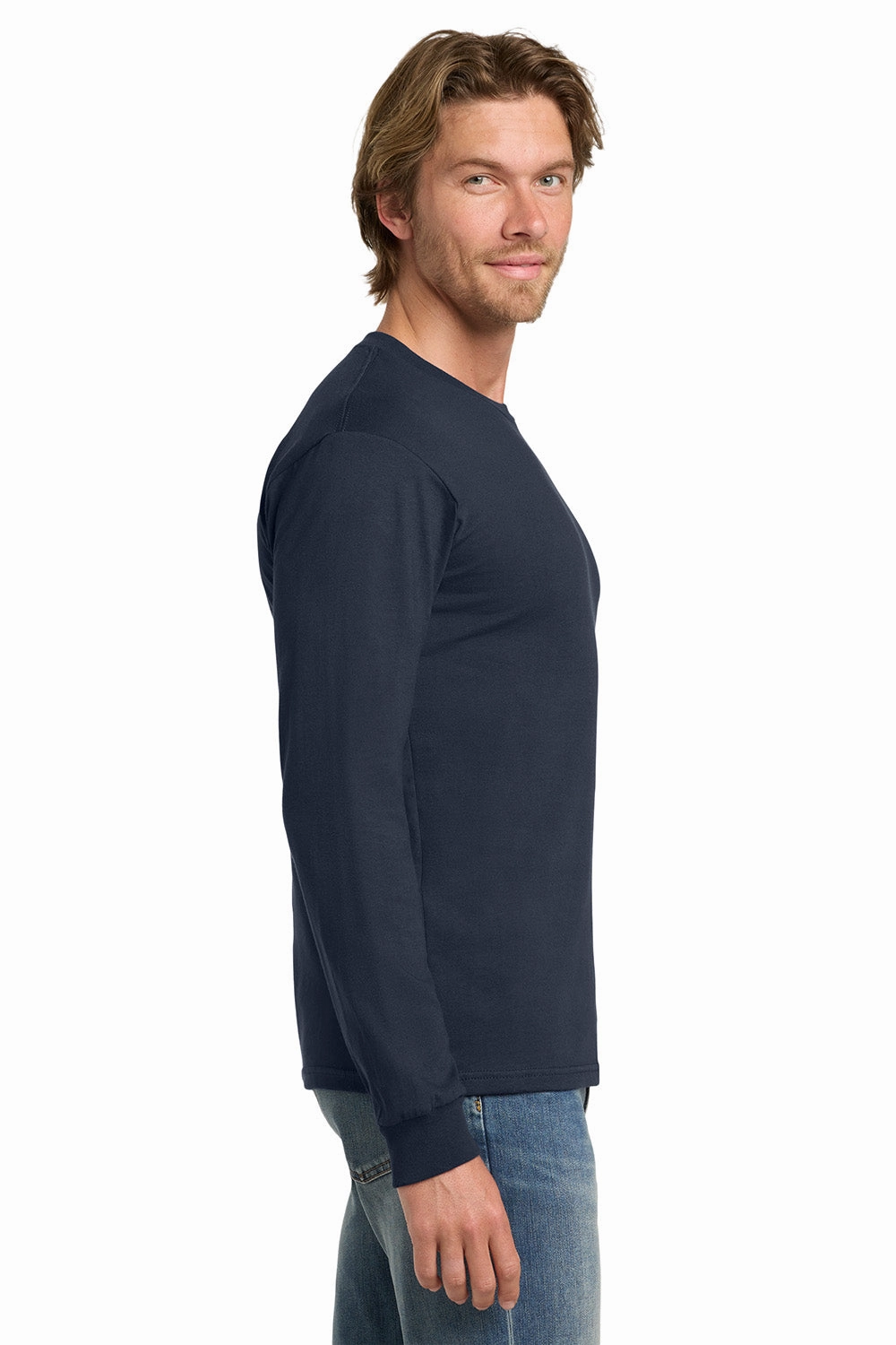 Gildan Mens Hammer Long Sleeve Crewneck T-Shirt - Sport Dark Navy Blue