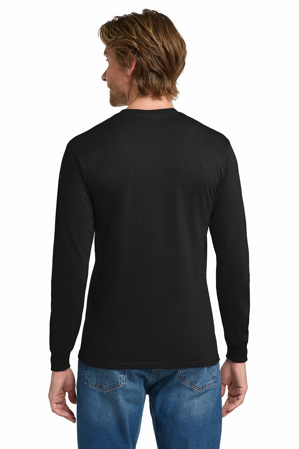 Gildan Mens Long Sleeve Crewneck T-Shirt - Black