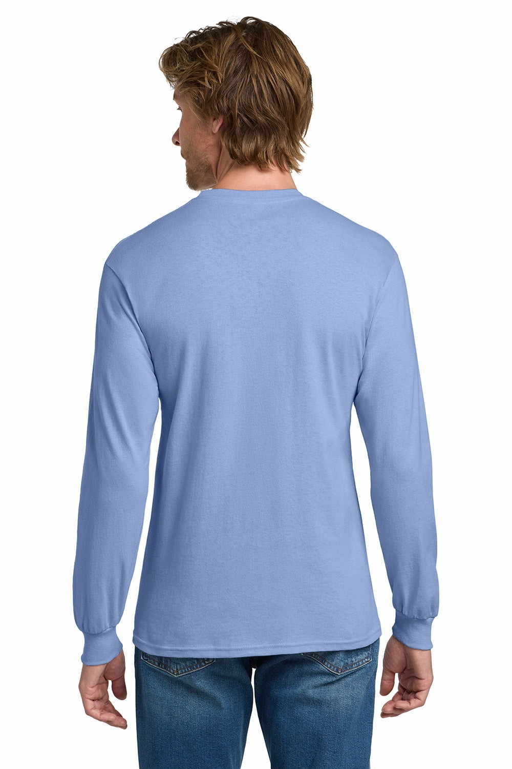 Gildan Mens Long Sleeve Crewneck T-Shirt - Carolina Blue