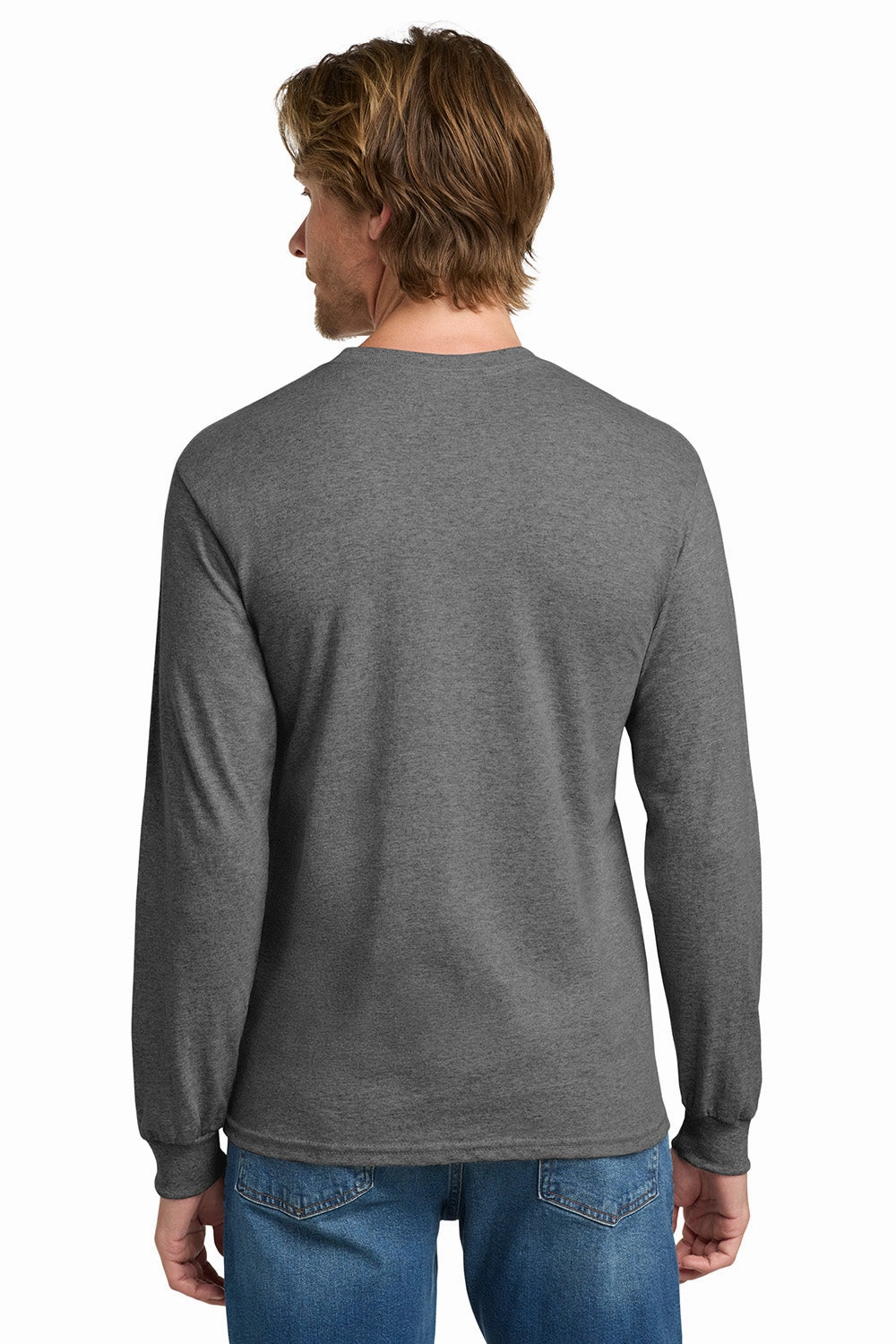 Gildan Mens Long Sleeve Crewneck T-Shirt - Heather Graphite Grey