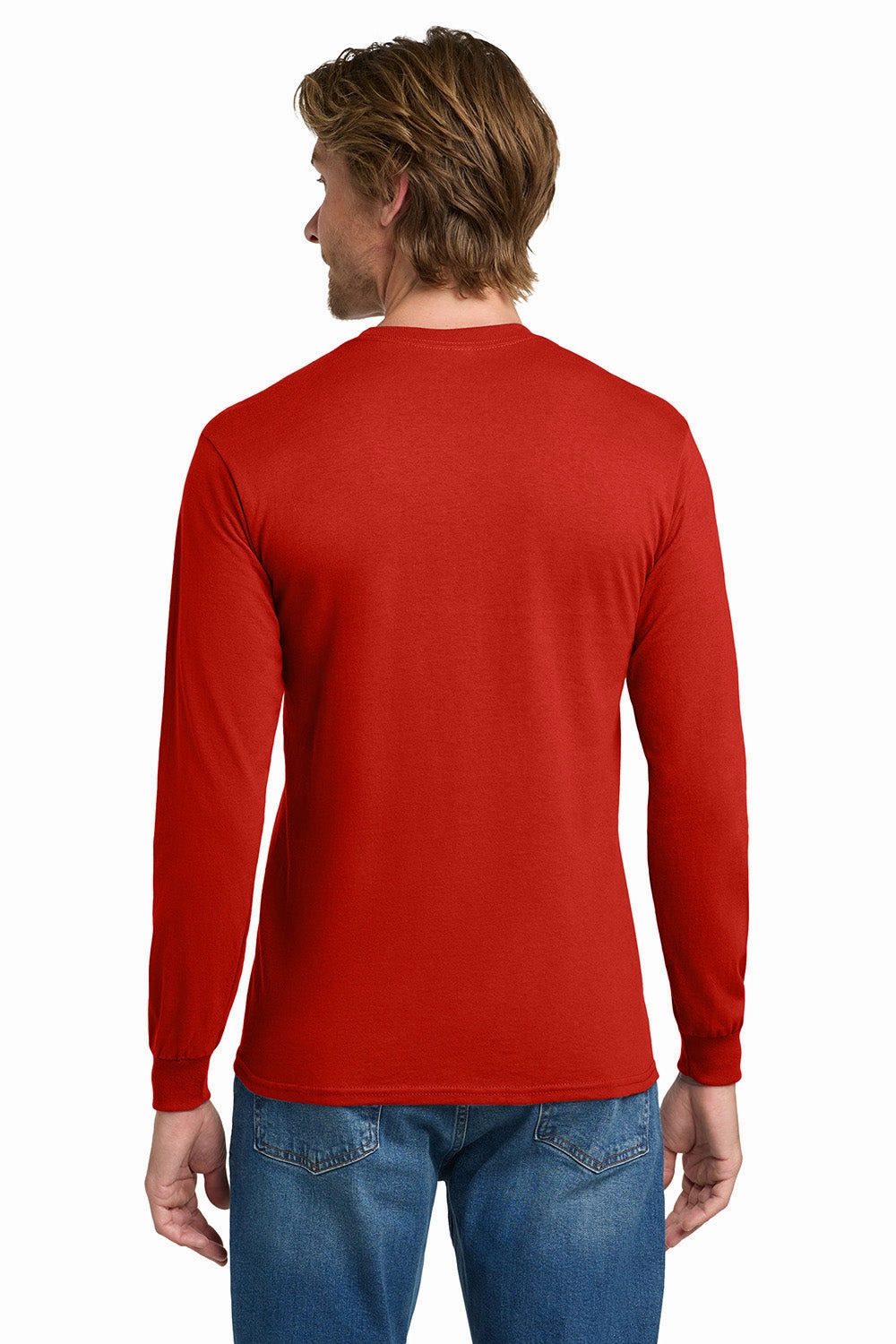Gildan Mens Long Sleeve Crewneck T-Shirt - Red