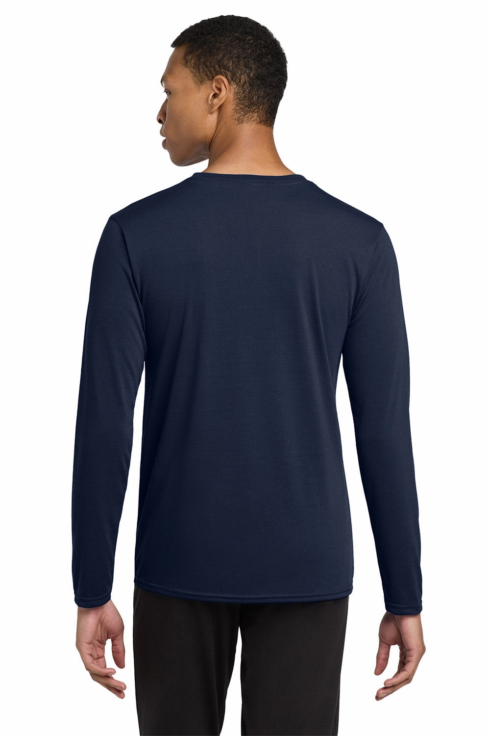 Gildan Mens Performance Jersey Moisture Wicking Long Sleeve Crewneck T-Shirt - Navy Blue