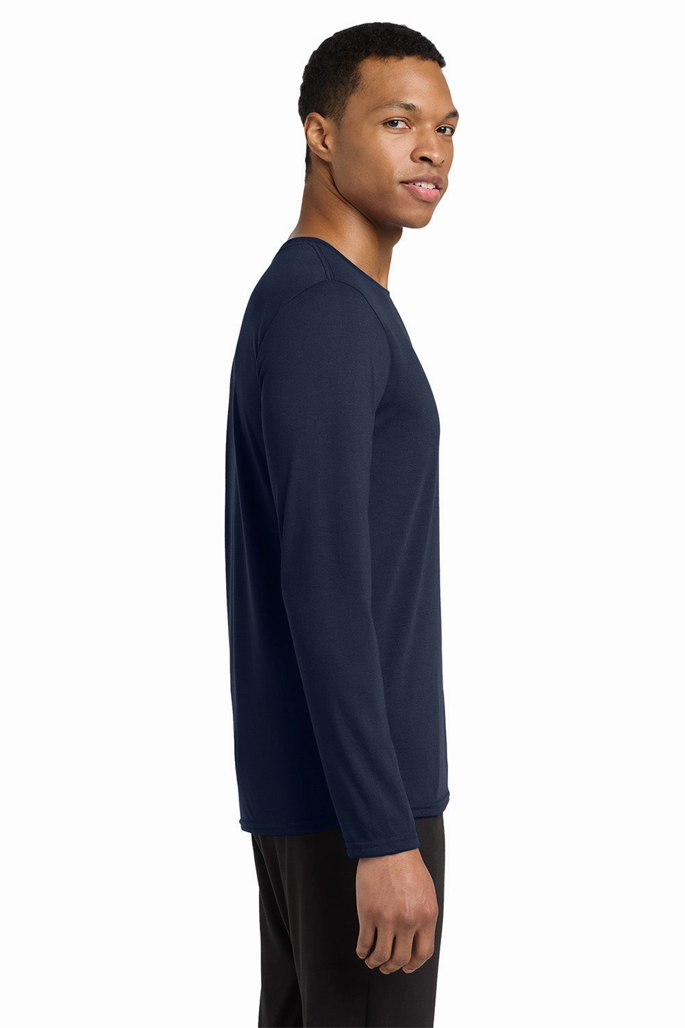 Gildan Mens Performance Jersey Moisture Wicking Long Sleeve Crewneck T-Shirt - Navy Blue