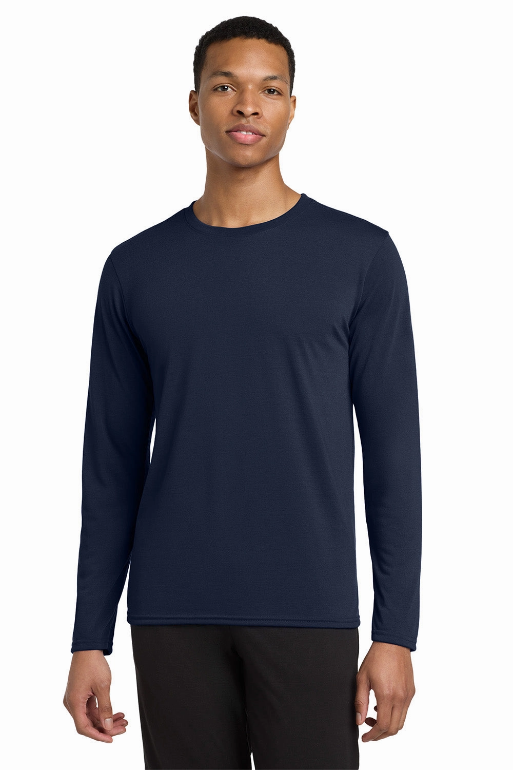 Gildan Mens Performance Jersey Moisture Wicking Long Sleeve Crewneck T-Shirt - Navy Blue