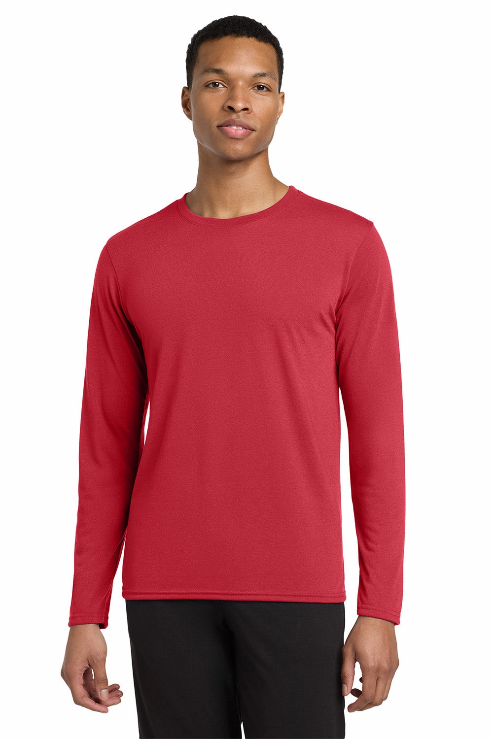 Gildan Mens Performance Jersey Moisture Wicking Long Sleeve Crewneck T-Shirt - Red
