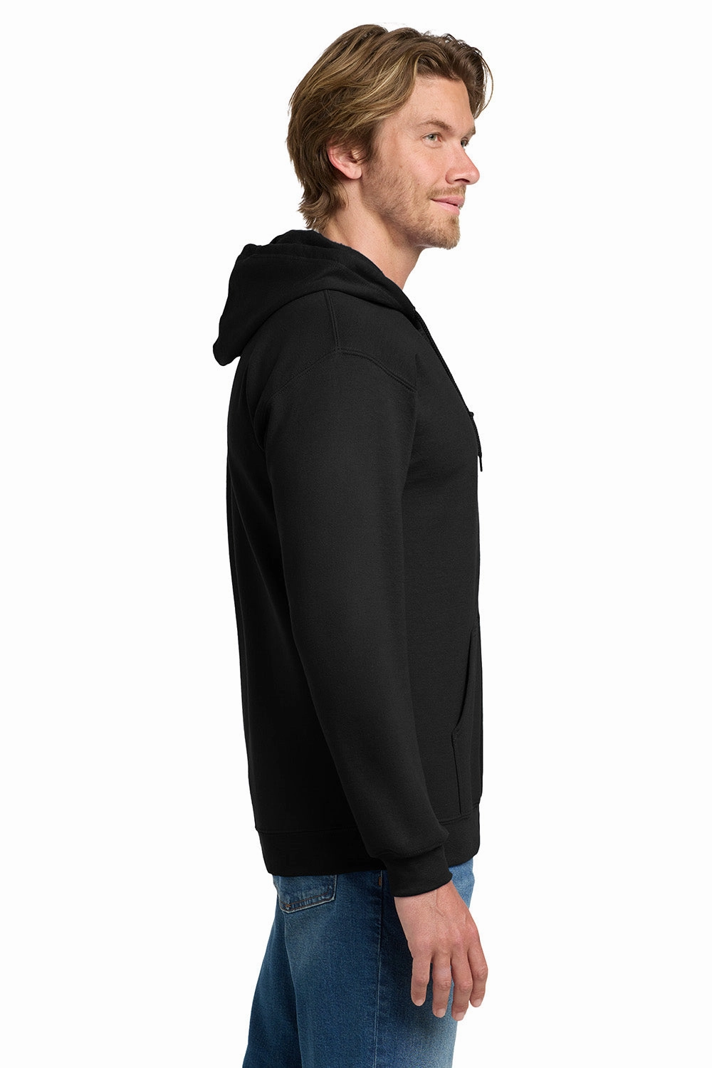 Gildan Mens Pill Resistant Full Zip Hooded Sweatshirt Hoodie w/ Pockets - Black