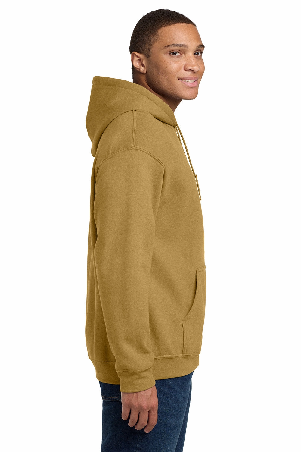 Gildan Mens Pill Resistant Hooded Sweatshirt Hoodie w/ Pouch Pocket - Old Gold
