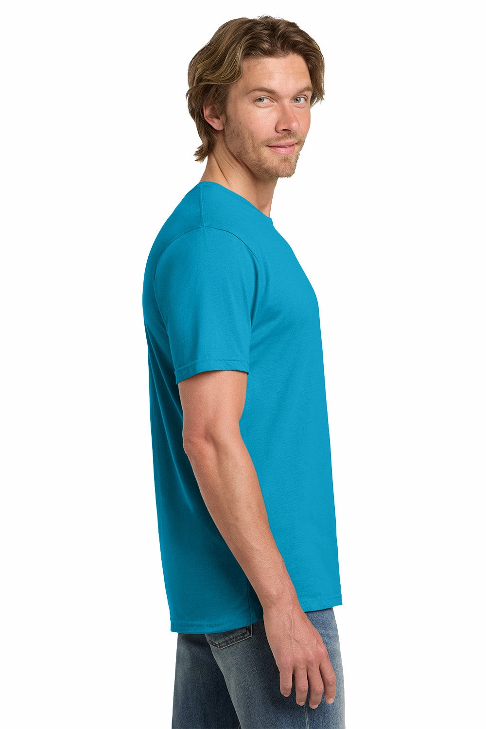 Gildan Mens Short Sleeve Crewneck T-Shirt - Caribbean Blue