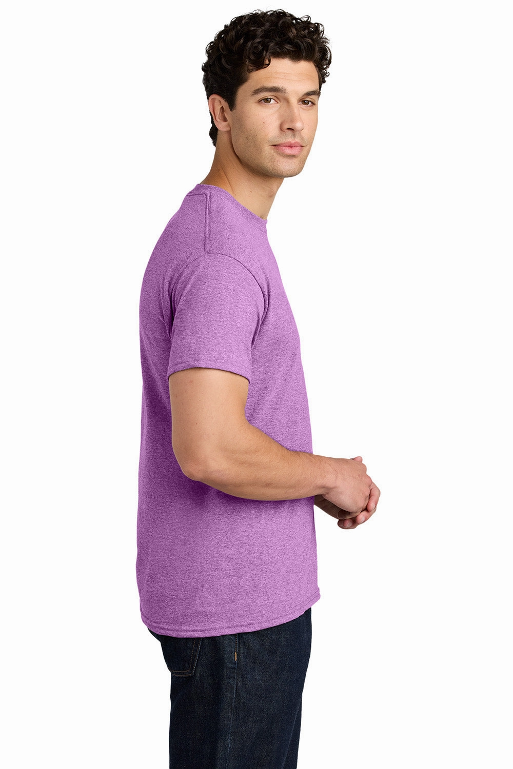 Gildan Mens Short Sleeve Crewneck T-Shirt - Heather Radiant Orchid Purple
