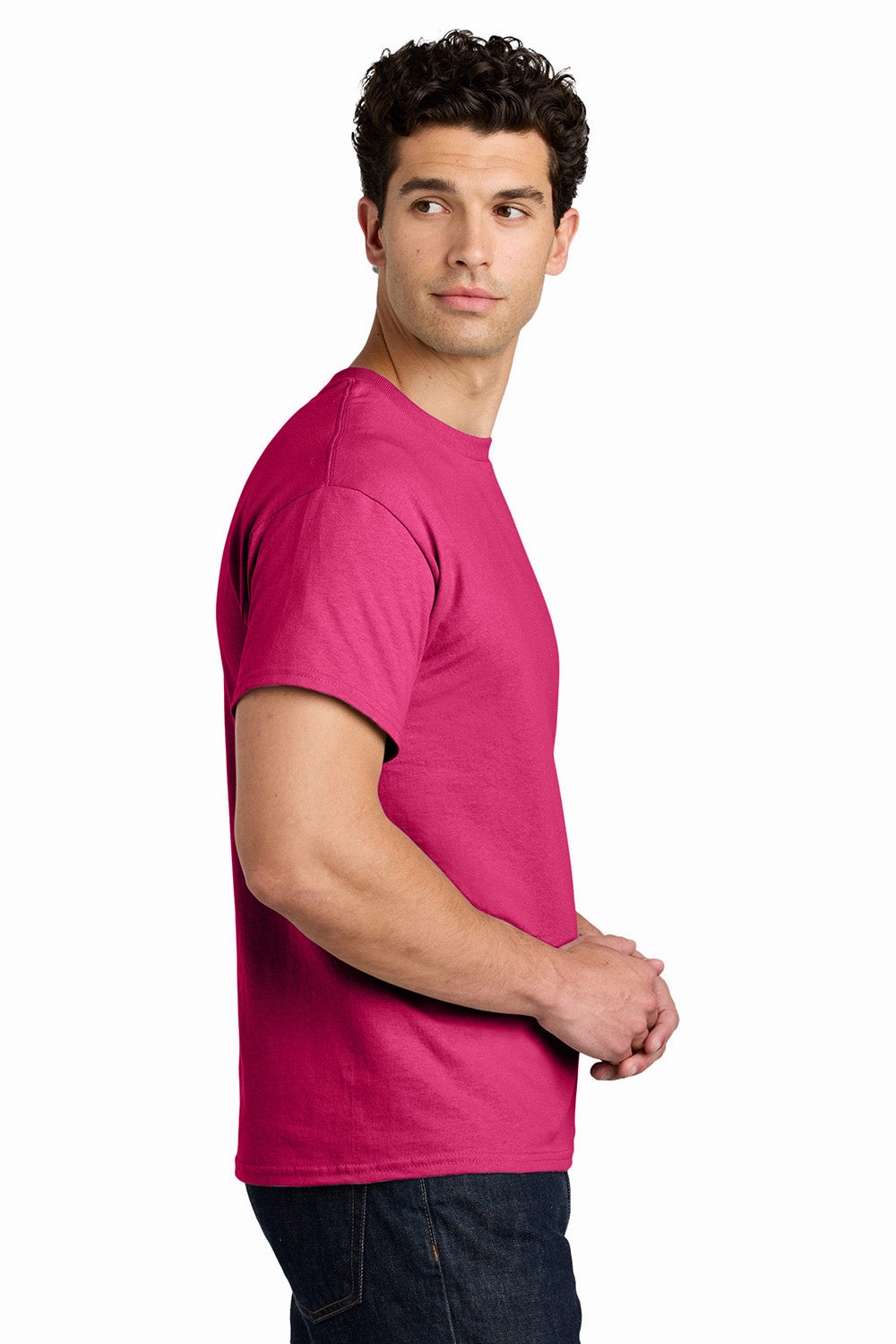 Gildan Mens Short Sleeve Crewneck T-Shirt - Heliconia Pink