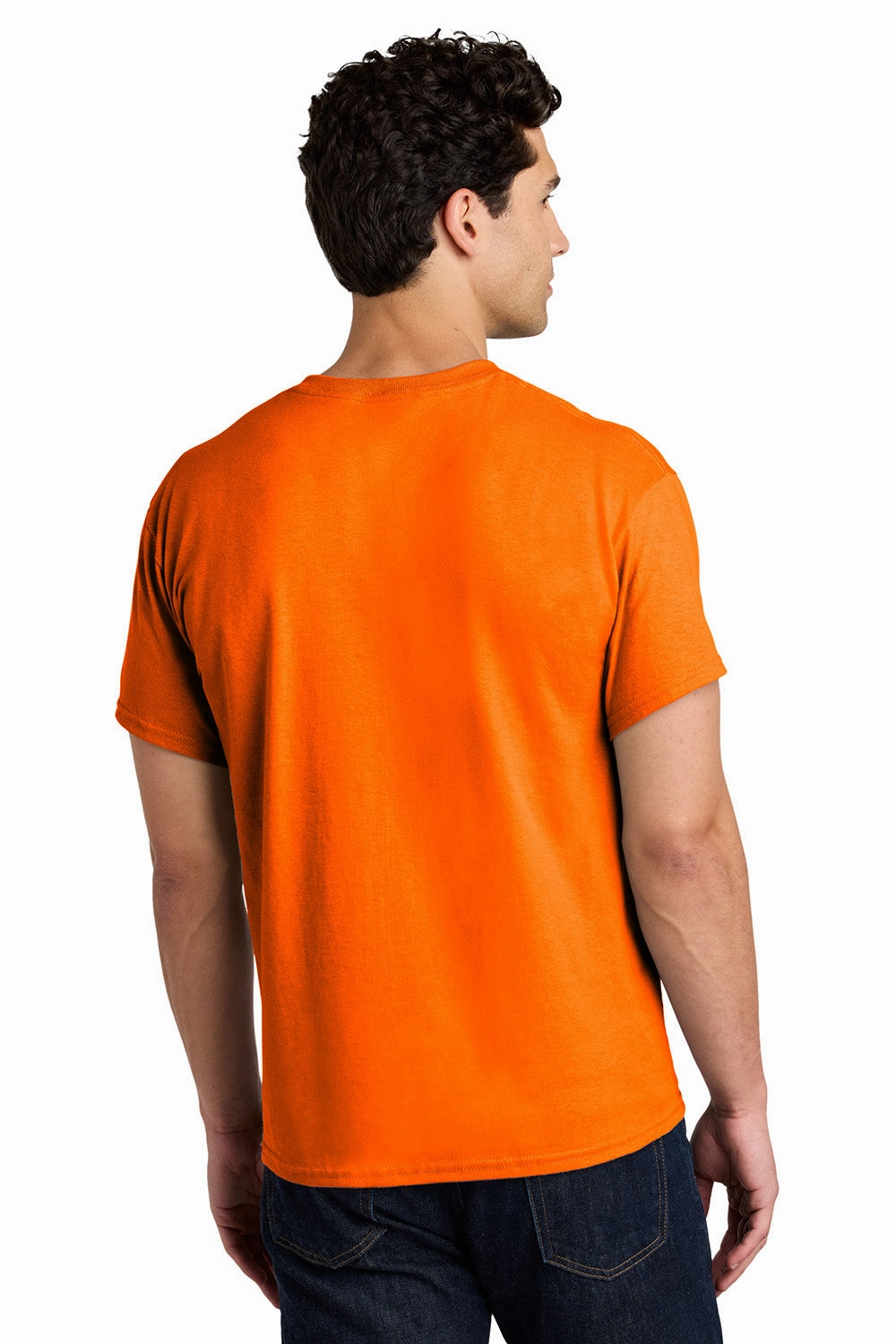 Gildan Mens Short Sleeve Crewneck T-Shirt - Safety Orange