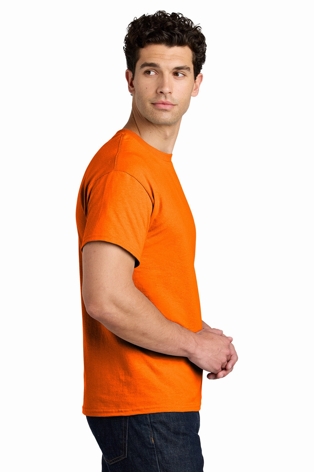 Gildan Mens Short Sleeve Crewneck T-Shirt - Safety Orange