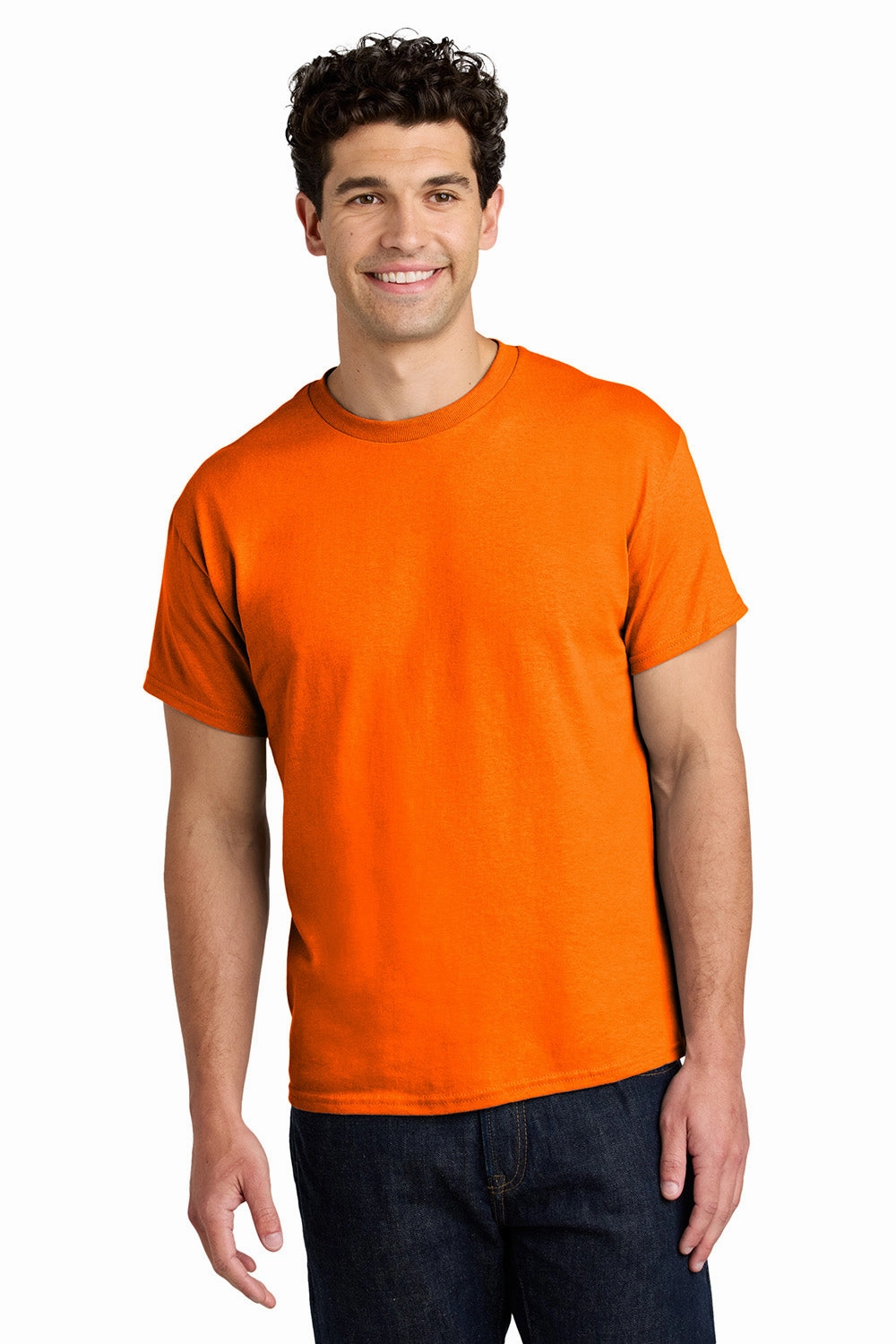 Gildan Mens Short Sleeve Crewneck T-Shirt - Safety Orange