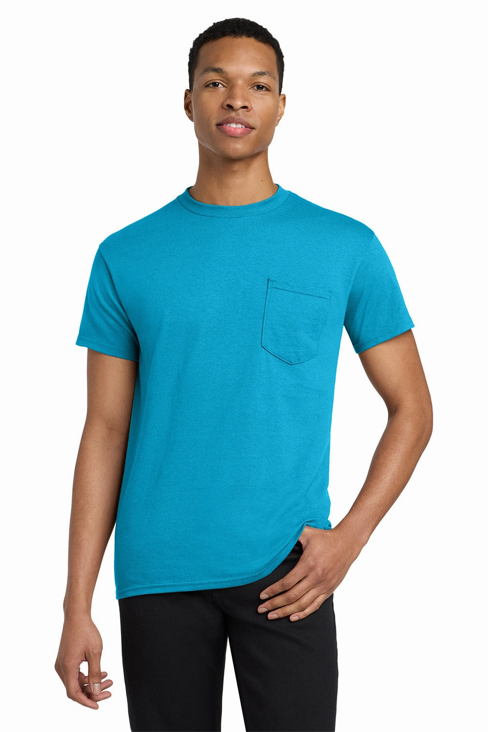 Gildan Mens Short Sleeve Crewneck T-Shirt w/ Pocket - Sapphire Blue