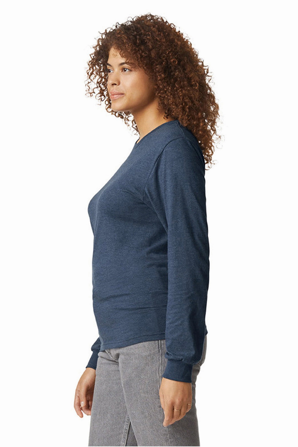 Gildan Mens Softstyle CVC Long Sleeve Crewneck T-Shirt - Navy Blue Mist