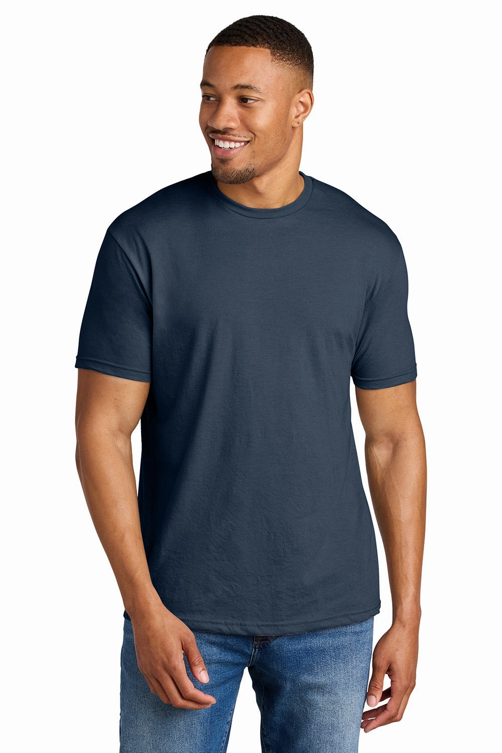 Gildan Mens Softstyle CVC Short Sleeve Crewneck T-Shirt - Navy Blue Mist