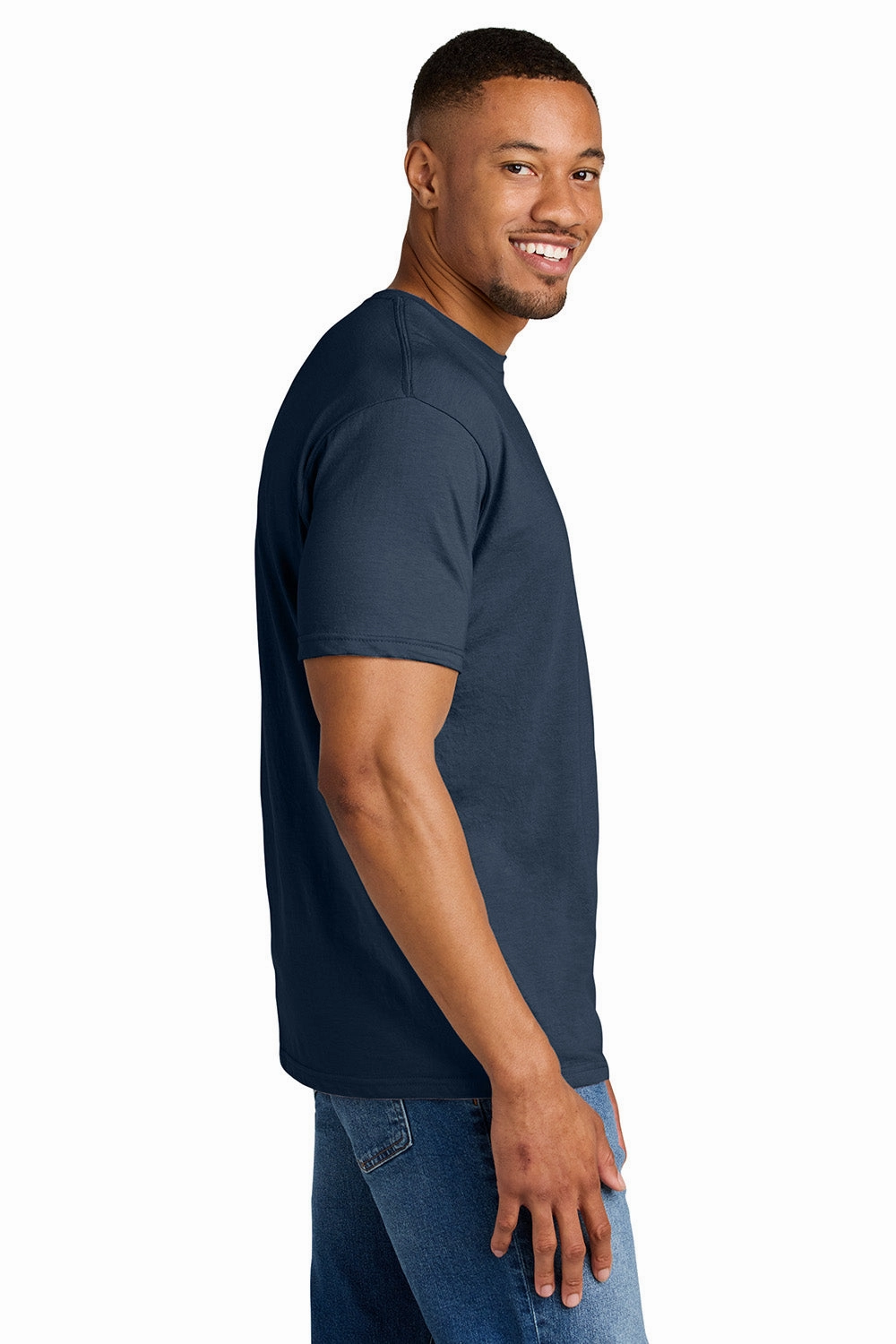 Gildan Mens Softstyle CVC Short Sleeve Crewneck T-Shirt - Navy Blue Mist