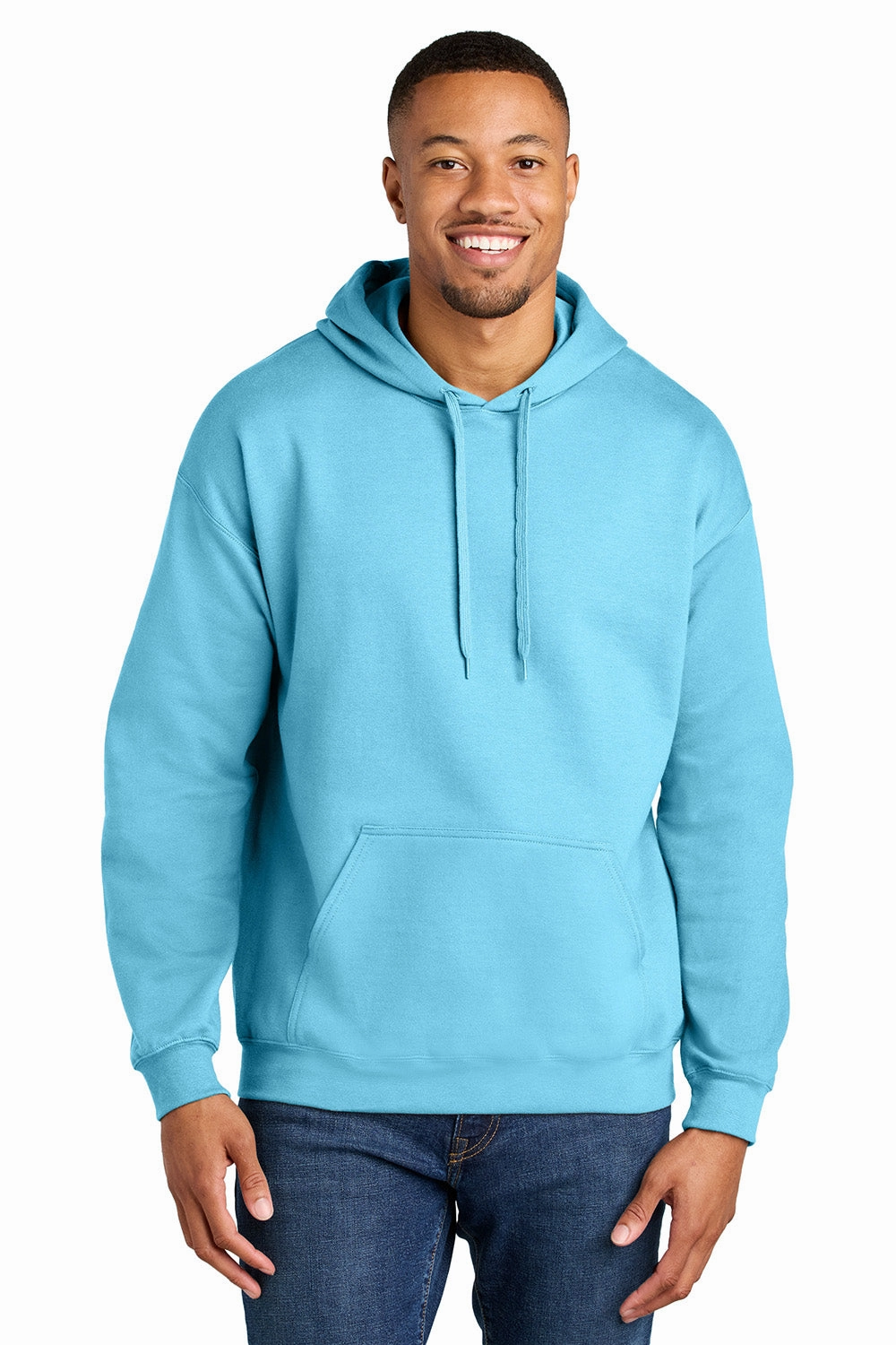 Gildan Mens Softstyle Hooded Sweatshirt Hoodie w/ Pouch Pocket - Sky Blue