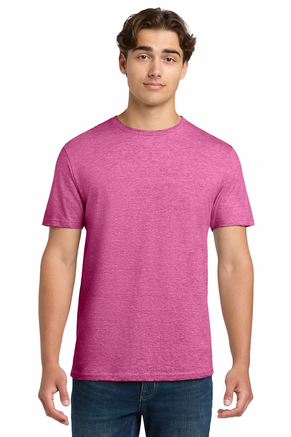 Gildan Mens Softstyle Short Sleeve Crewneck T-Shirt - Heather Heliconia Pink