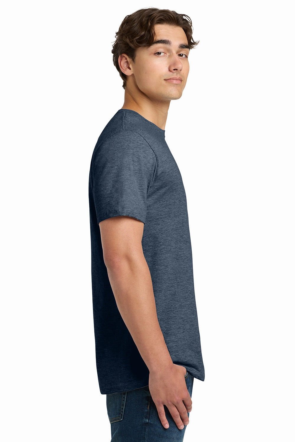 Gildan Mens Softstyle Short Sleeve Crewneck T-Shirt - Heather Navy Blue
