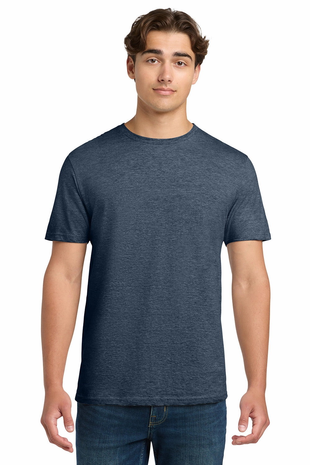Gildan Mens Softstyle Short Sleeve Crewneck T-Shirt - Heather Navy Blue
