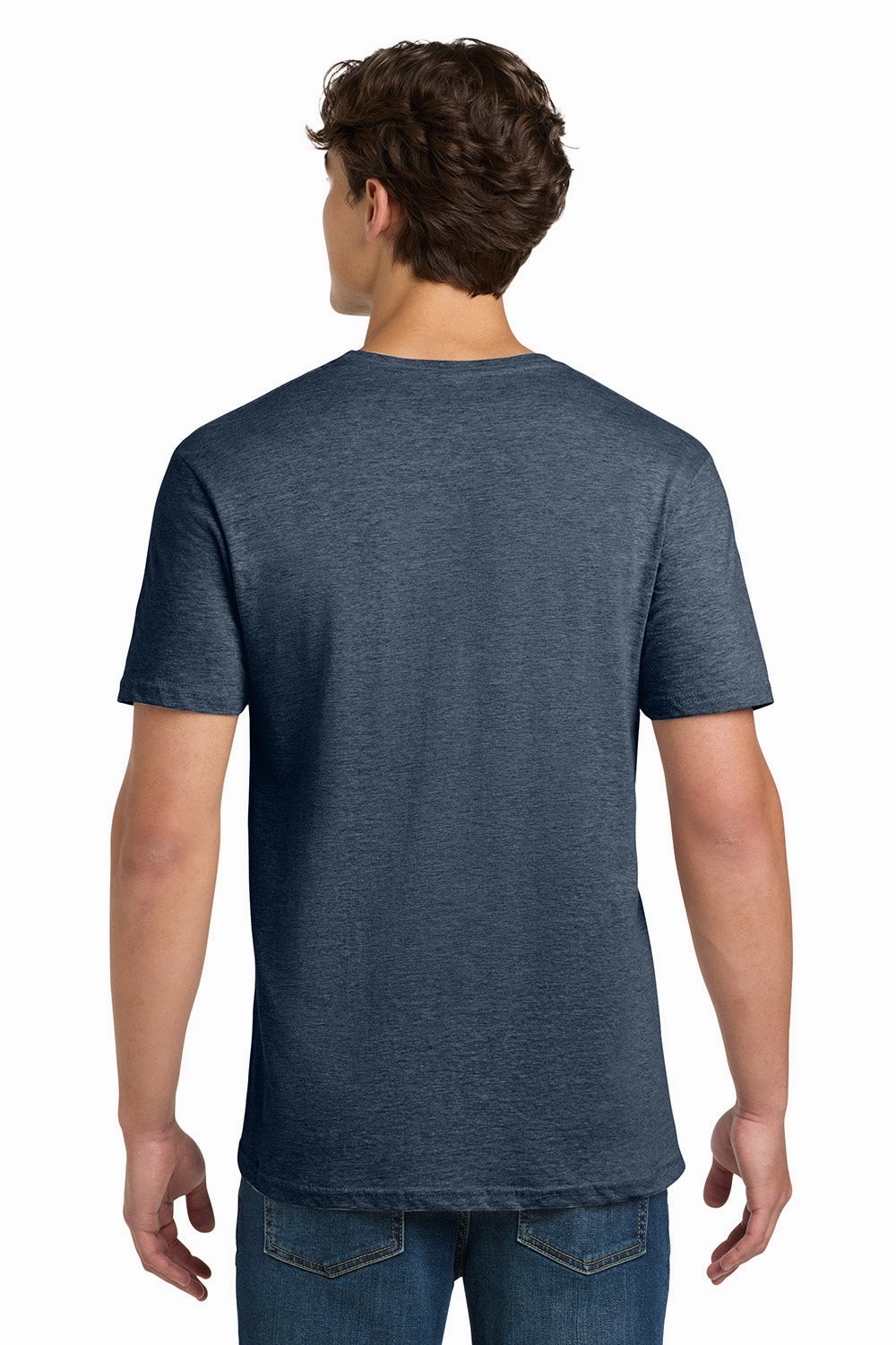 Gildan Mens Softstyle Short Sleeve Crewneck T-Shirt - Heather Navy Blue