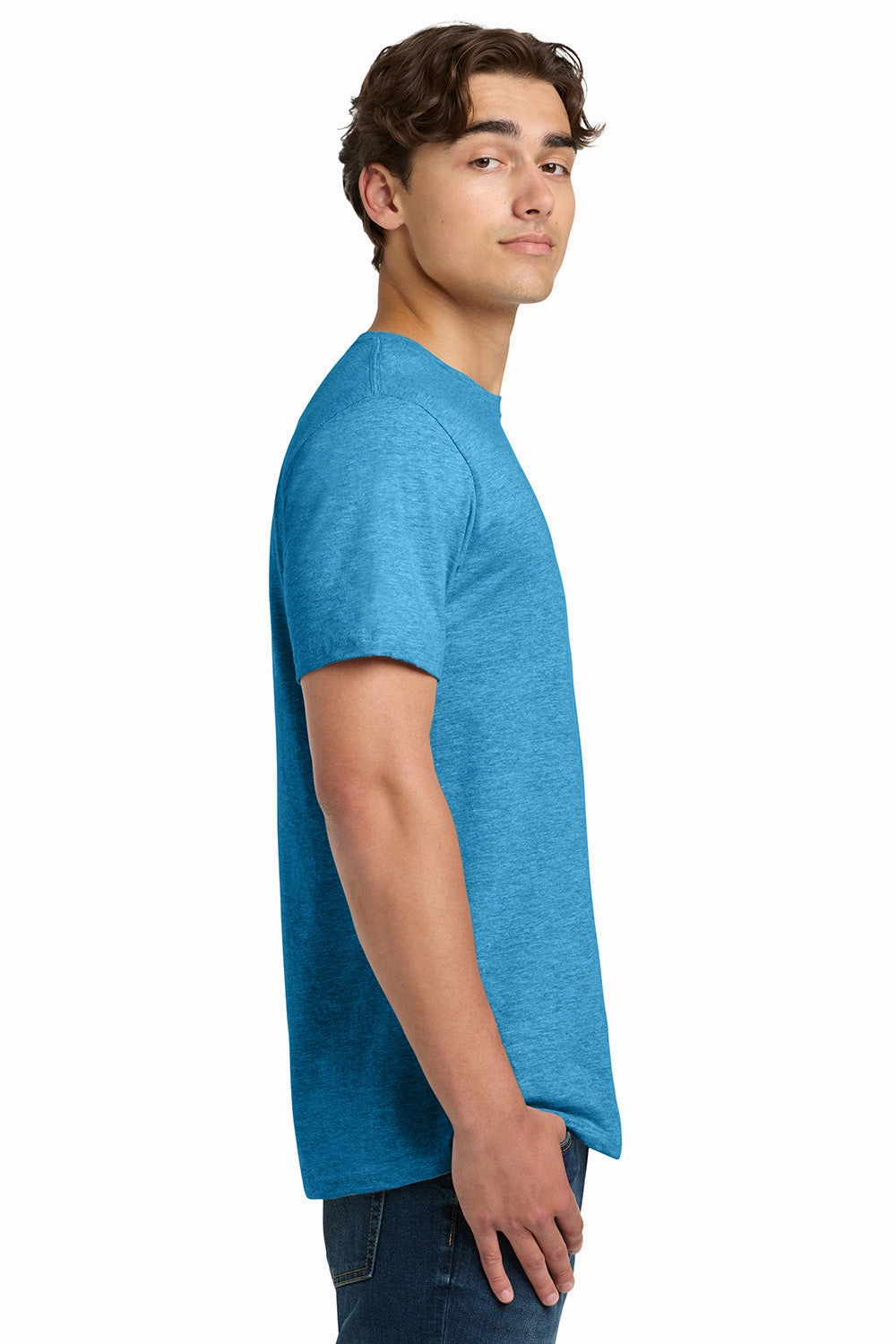 Gildan Mens Softstyle Short Sleeve Crewneck T-Shirt - Heather Sapphire Blue
