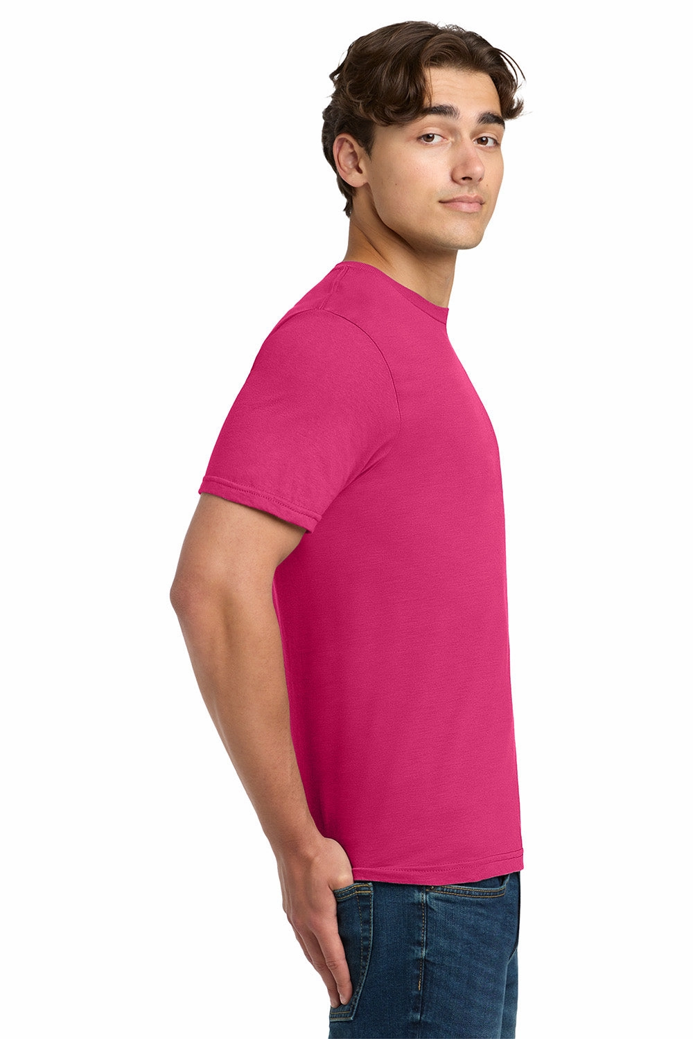 Gildan Mens Softstyle Short Sleeve Crewneck T-Shirt - Heliconia Pink