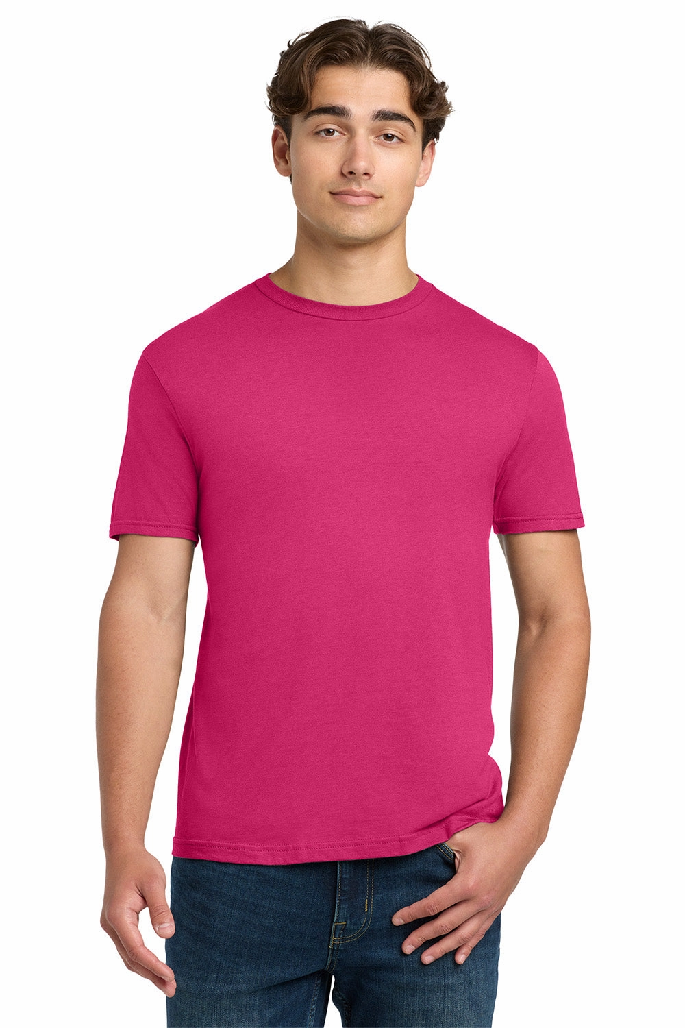 Gildan Mens Softstyle Short Sleeve Crewneck T-Shirt - Heliconia Pink