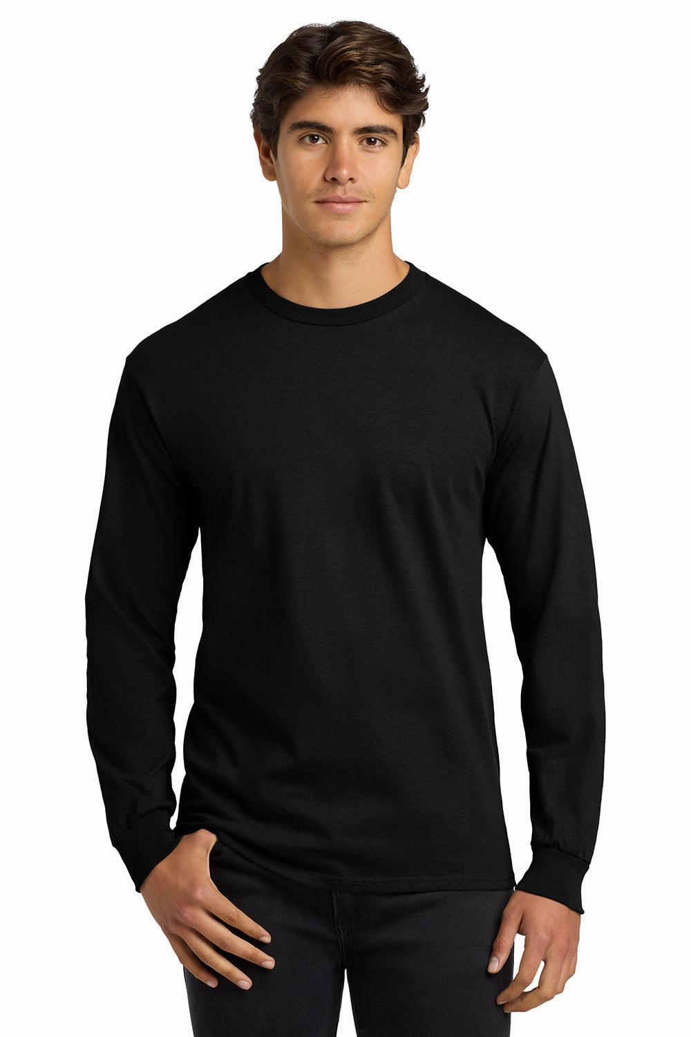 Gildan Mens Ultra Long Sleeve Crewneck T-Shirt - Black