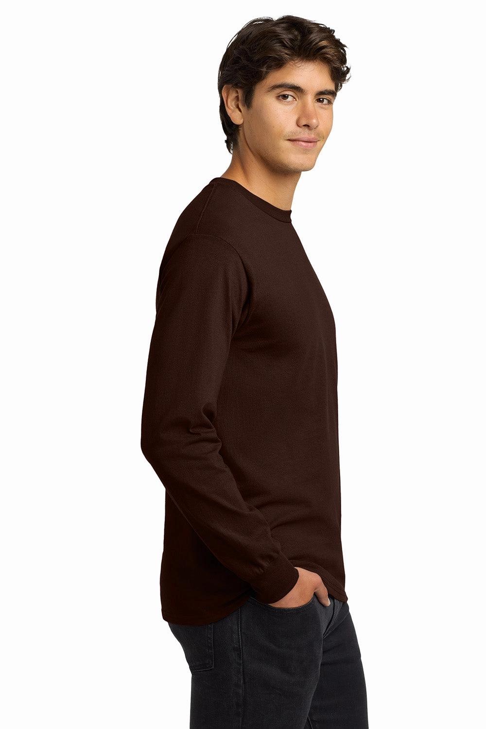 Gildan Mens Ultra Long Sleeve Crewneck T-Shirt - Dark Chocolate Brown