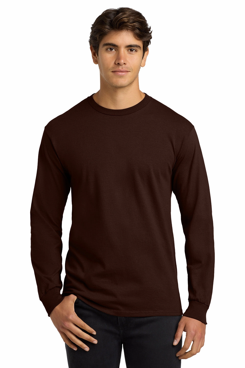 Gildan Mens Ultra Long Sleeve Crewneck T-Shirt - Dark Chocolate Brown