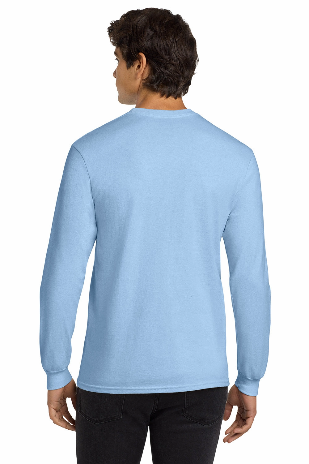 Gildan Mens Ultra Long Sleeve Crewneck T-Shirt - Light Blue